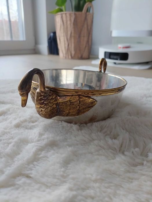 Gilde Handwerk miska - posrebrzana z mosiężnymi okuciami