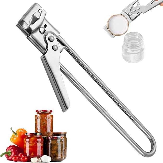 Regulowany stalowy otwieracz do dużych małych słoików ząbkowany
