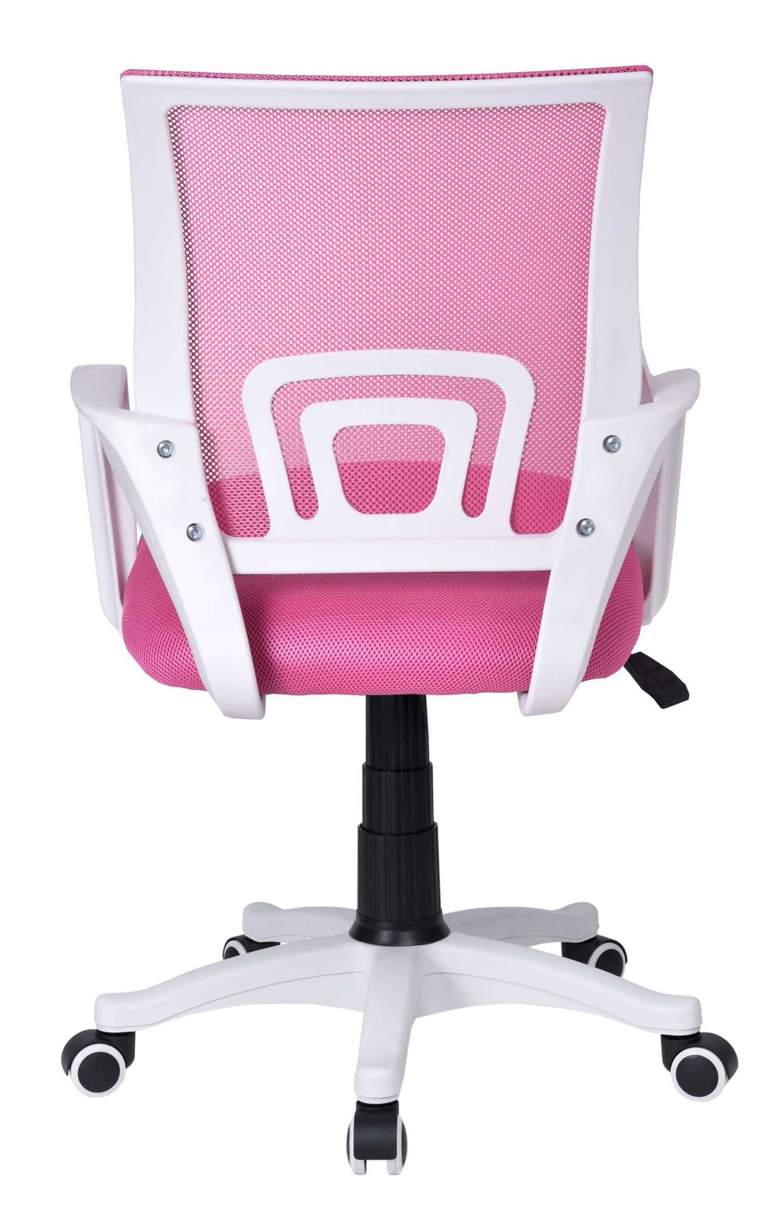 Krzesło biurowe obrotowe Bianco białoróżowe do biurka dla dziecka