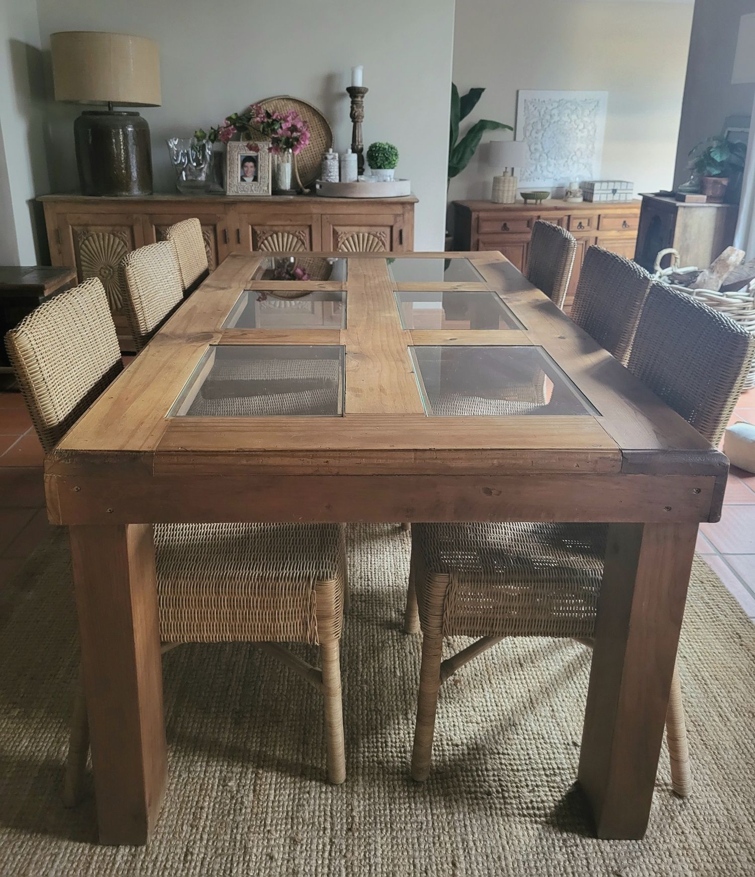 mesa, refeições, cadeiras, mexicano, rustico
