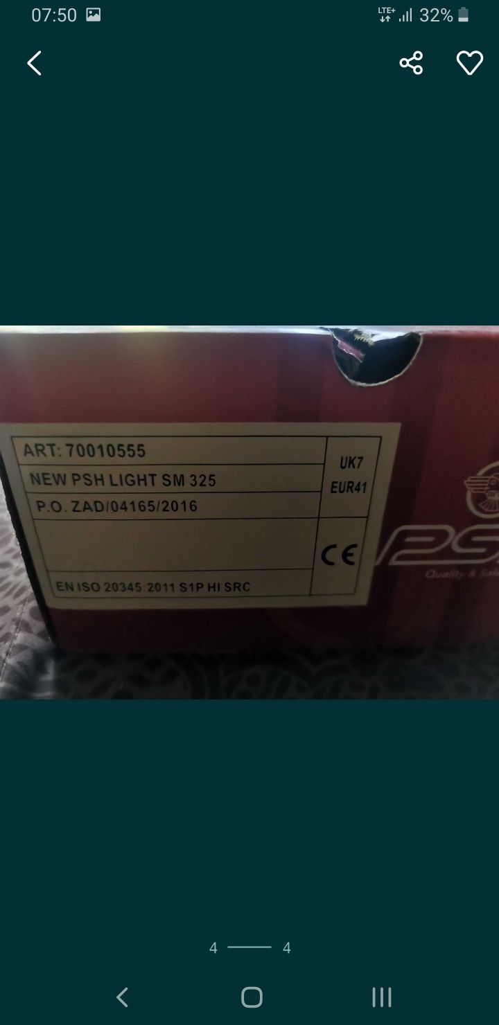 buty robocze PSH Light SM325 r.41 normy: ISO S1P SRC EN20345