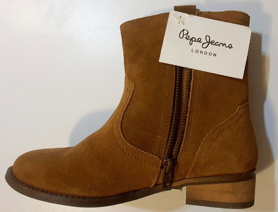 Pepe Jeans_kowbojki_botki zamszowe_karmelowo-brązowe_35_NOWE
