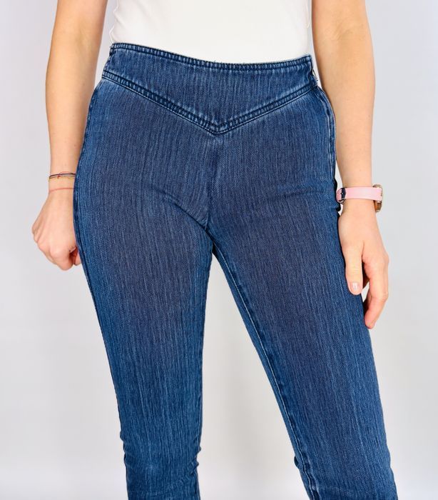 Granatowe spodnie rurki XS 34