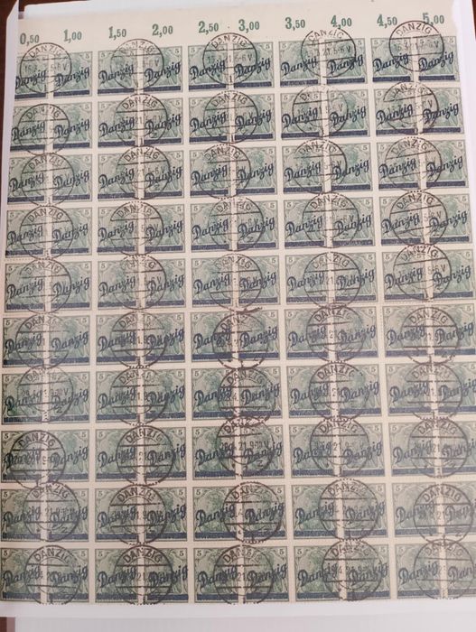 Znaczki pocztowe część arkusza wolnego miasta Gdańska WMG