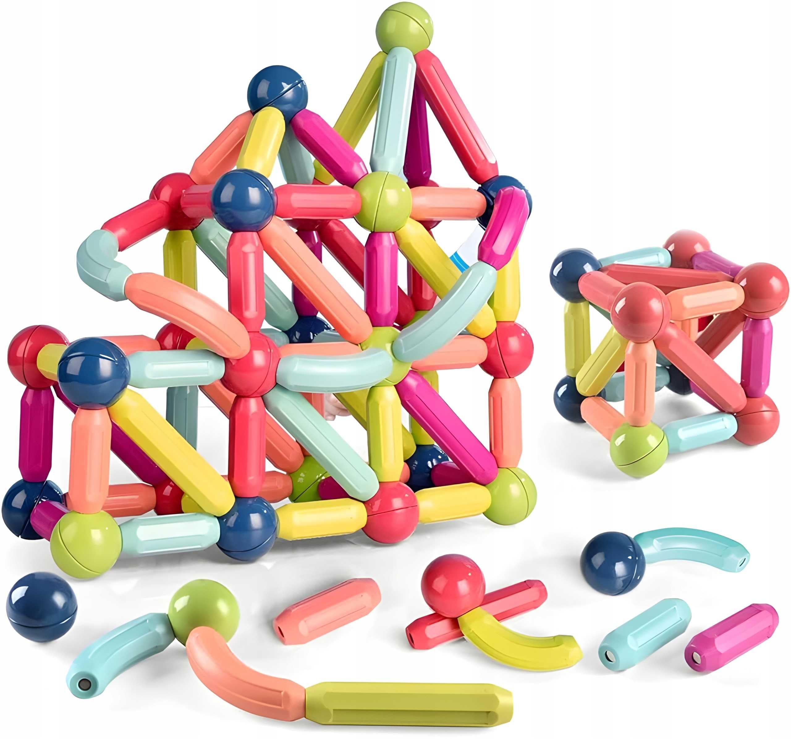 Klocki Magnetyczne konstrukcyjne Zestaw 64 Magnetic Sticks Edukacyjne