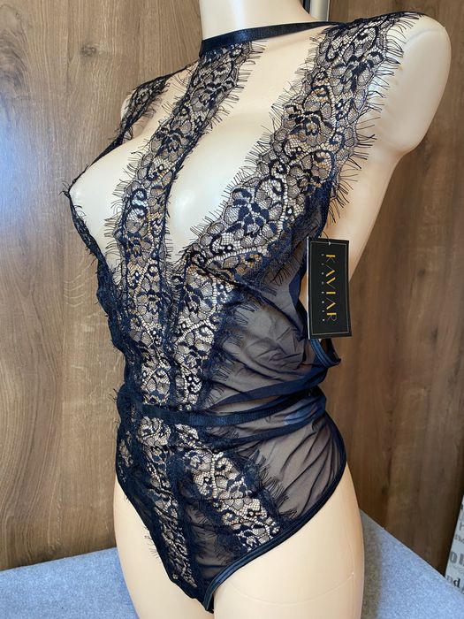 Koronkowe body z otwartym biustem, XL/42,nowe z metką