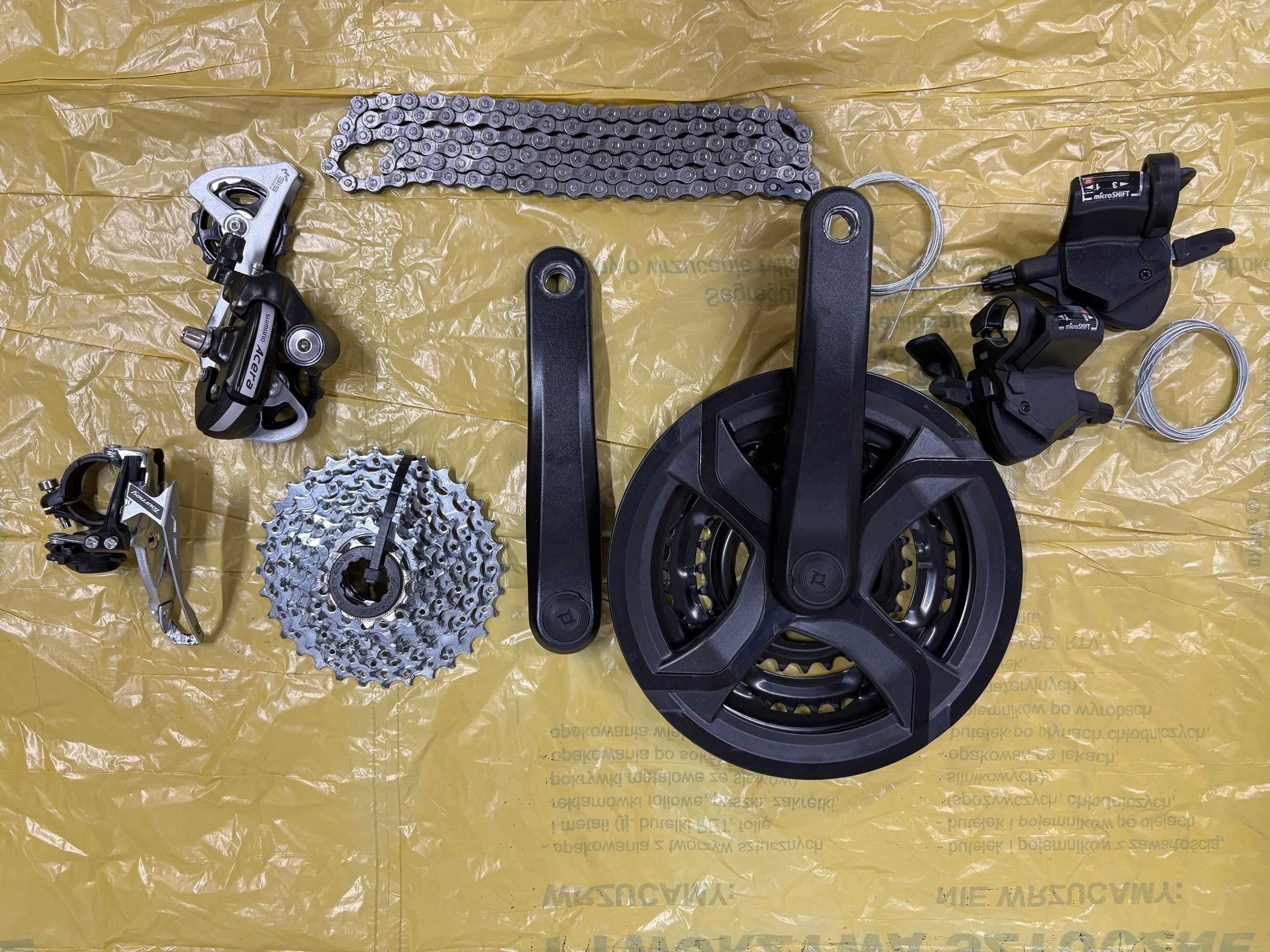 Kompletny napęd 3x8 Shimano/Tektro/Microshift Hamulce hydrauliczne