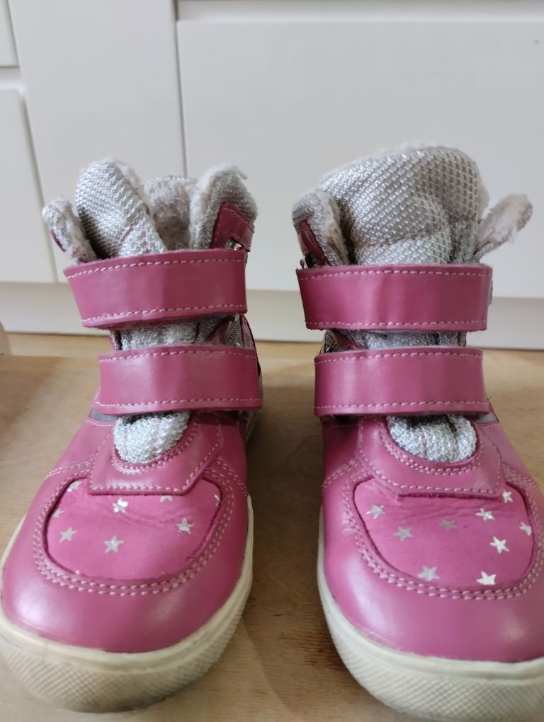 Buty zimowe śniegowce ocieplane Bartuś roz 24 różowe w gwiazdki