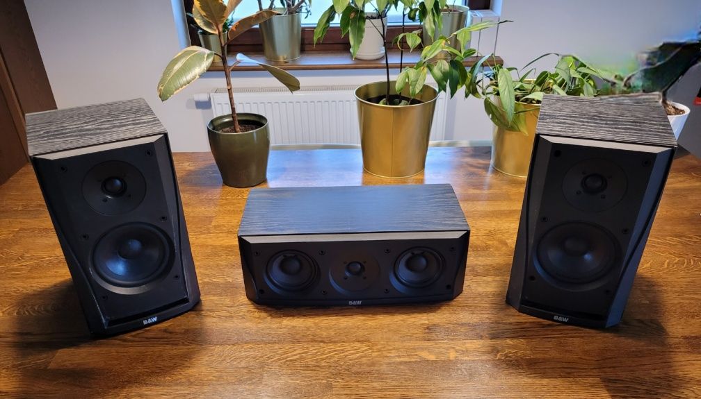 Kino domowe denon avr 1601 głośniki b&w dm302 aktywny subwoofer bowers