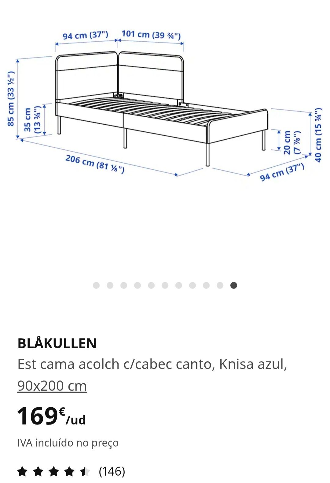 Cama BLAKULLEN com colchão VALEVAG