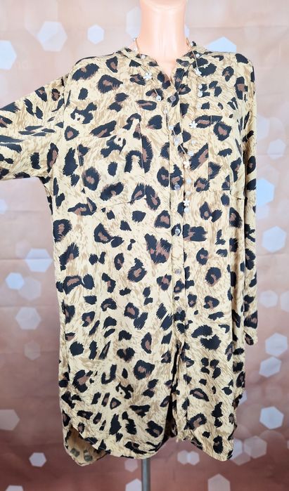 Sukienka w panterkę koszulowa new collection włoska XL 42