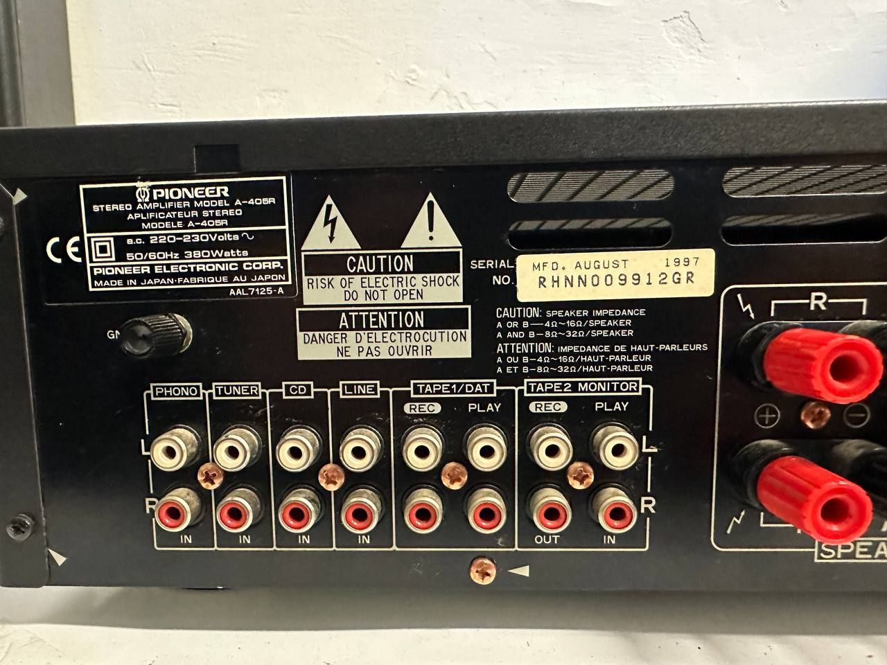 Wzmacniacz stereo Pioneer A-405 R, 2*100 watt, Japan