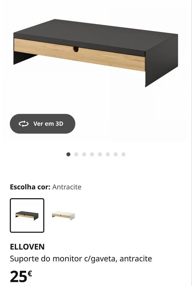 Suporte monitor com gaveta Ikea Elloven