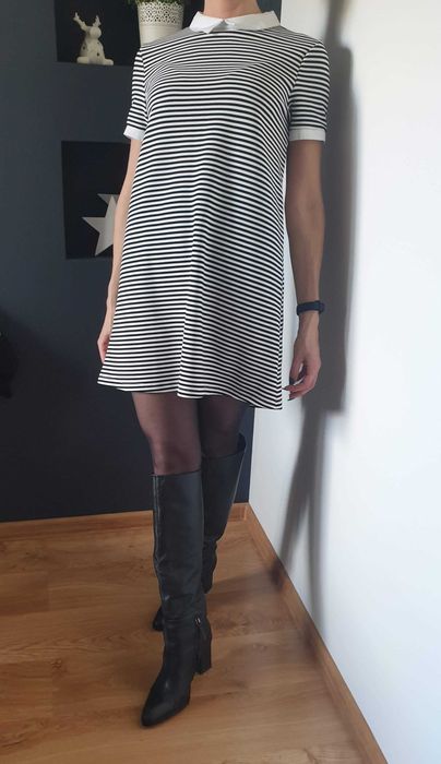Sukienka ZARA z kołnierzykiem w paski