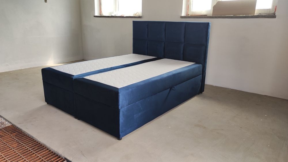 Łóżko kontynentalne materac w cenie duże pojemniki panele tapicerowane