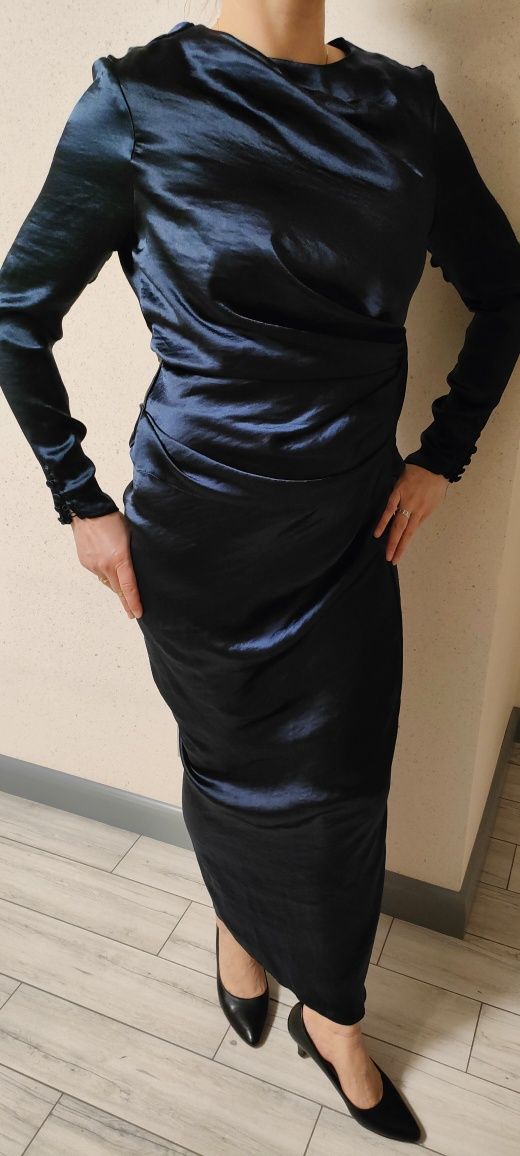 ASOS piękna elegancka sukienka maxi 42, marszczenia