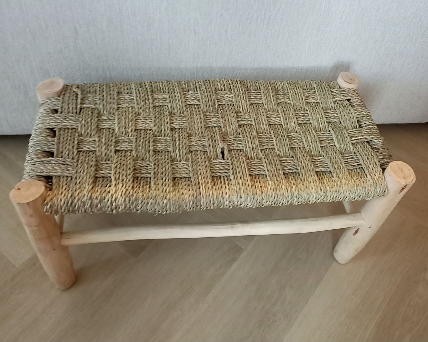 REZERWACJA Ławeczka boho trawa morska drewno