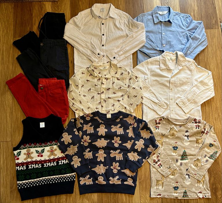 Duży zestaw ubrań 10 szt. dla chłopca ŚWIĘTA 122/128 Next, H&M, Smyk