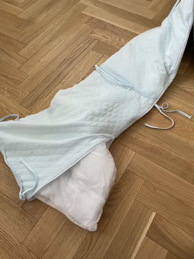 MimiNu Ochraniacz do łózeczka niebieski 30x180 bawełna wiązany cm