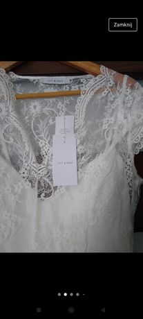Suknia ślubna Ivy Oak nowa 38 40 litera A koronka krótki rękaw