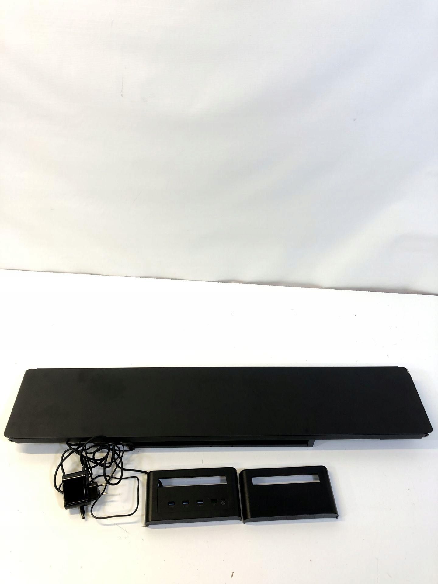Stojak na 2 monitory z 2 szufladami i 4 portami USB, metalowy, 98,3 cm