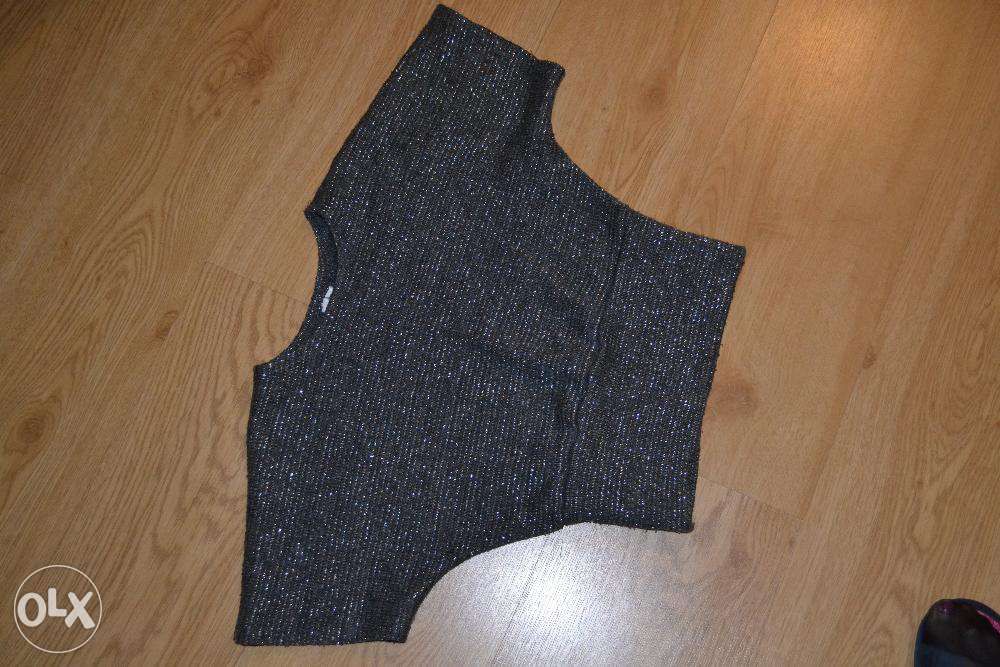 sweterek nietoperz bezrękawnik 128,kamizelka,ze srebrną nitką,szkoła