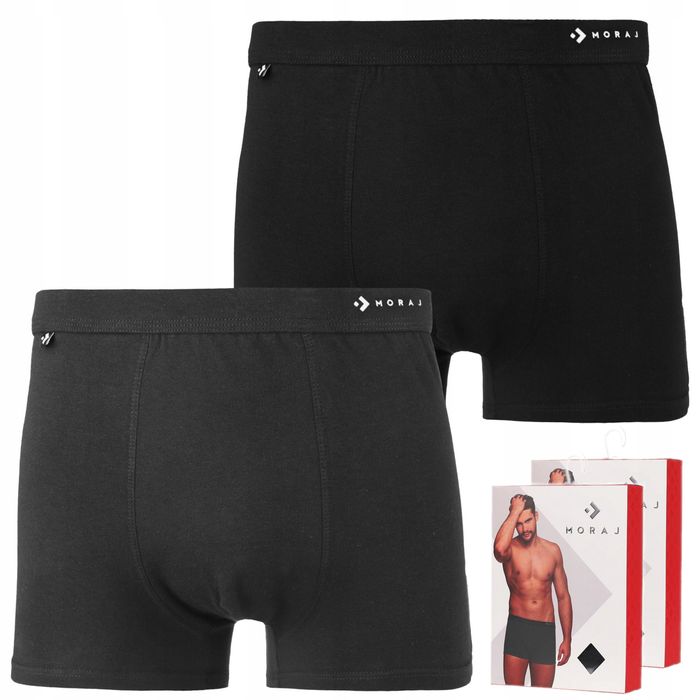 Bokserki Męskie Bawełna Gładkie Klasyczne Dopasowane Moraj  2-Szt XL