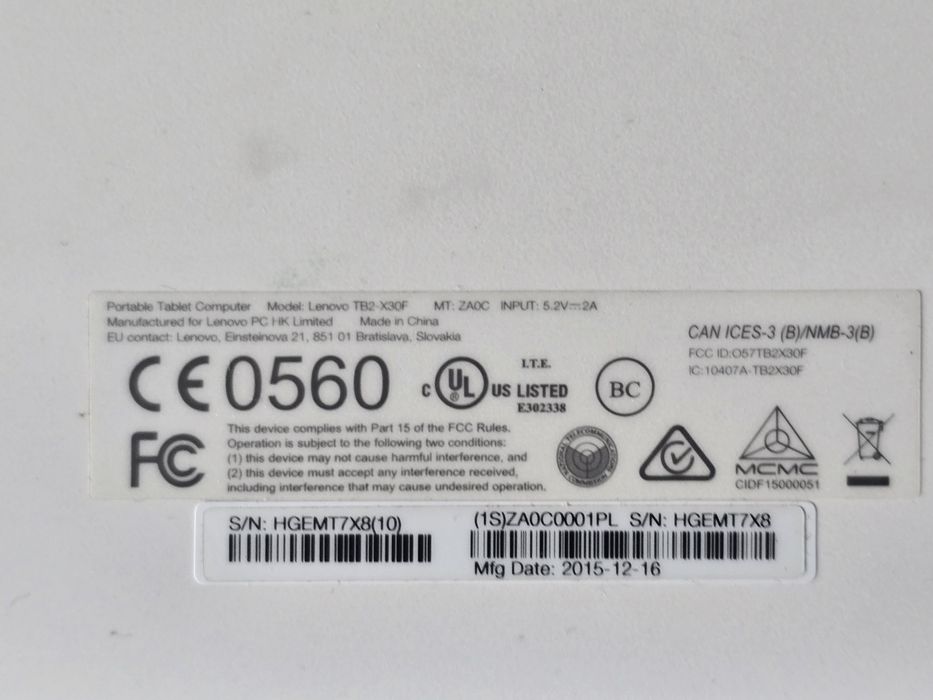Tablet Lenovo TB2-X30F