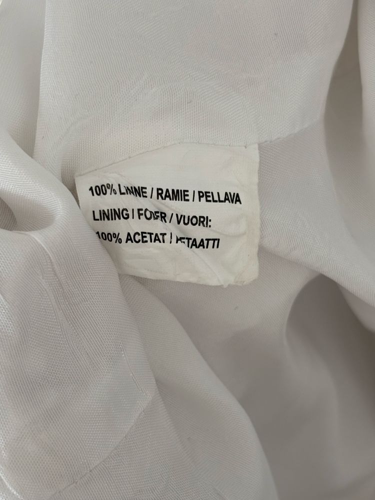 Biała lniana marynarka żakiet ramie acetat flash Classic 42