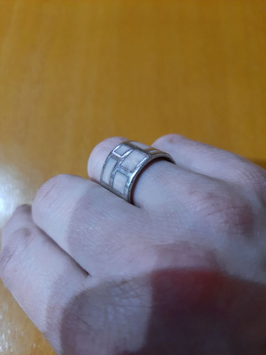 Szeroki pierścionek srebro.