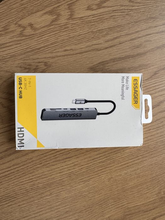 USB-C hub Essager 7-в-1  Док-станція HDMI, SD/TF, USB-A, USB-C