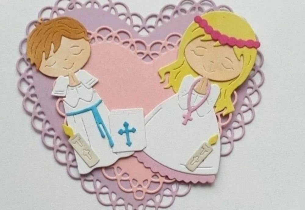 Wykrojnik dzieci Pierwsza Komunia Święta dziewczynka chłopczyk