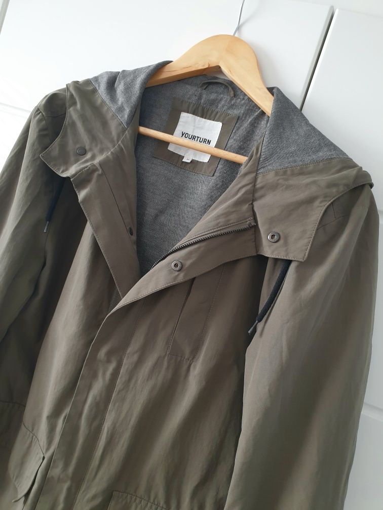 Lekka kurta męska, parka khaki, rozmiar M