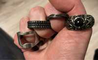 4 x męski pierścien, sygnet, rock, goth, otwieracz, rozmiary 11-13