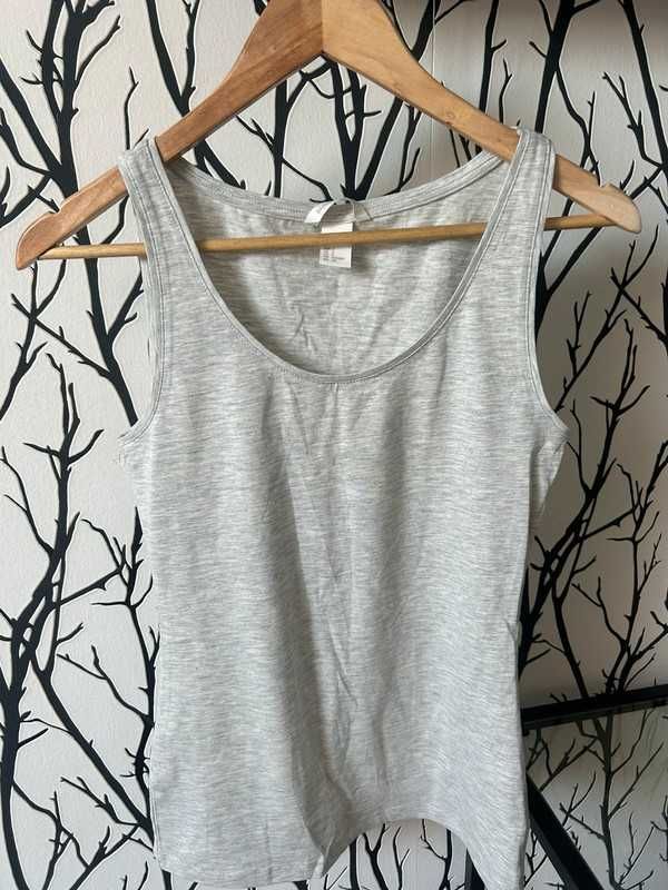 HM jasna szara koszulka top Basic rozm. 36