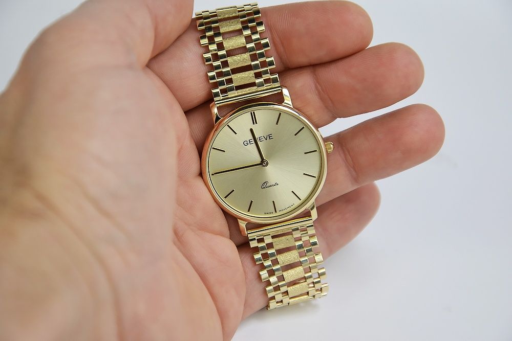 Złoty zegarek 14k 585 z bransoletą męski 14k Geneve mw004y&mbw001y W