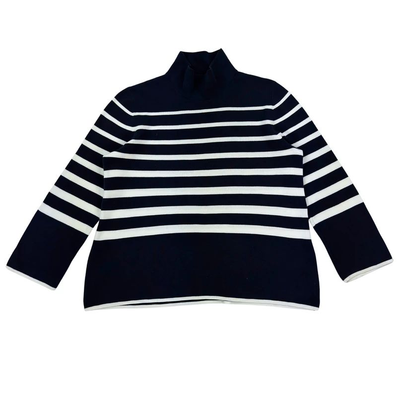 Sweter z okrągłym dekoltem z golfem golf w paski COS