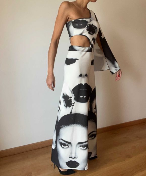 Macacão Estampado Preto e Branco