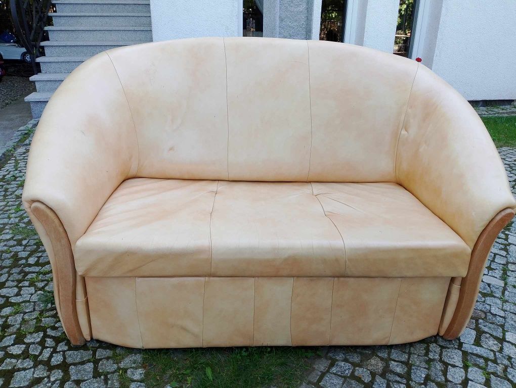 Sofa kanapa rozkładana ze skóry