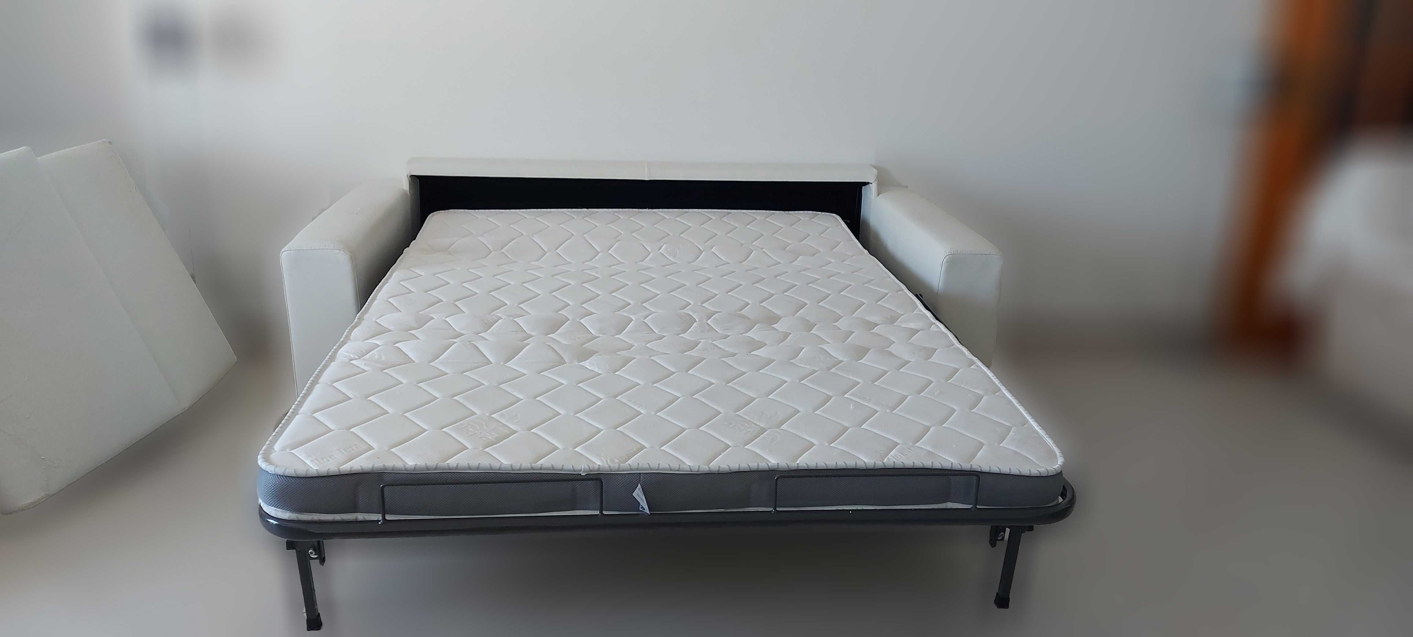 Sofá cama Lourini branco de 200x96x94