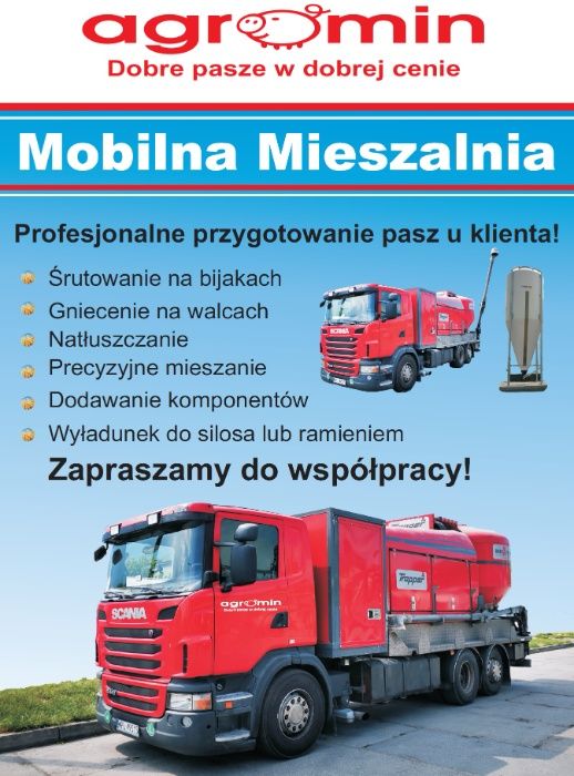 MIESZALNIA MOBILNA. Usługowe mieszanie pasz, śrutownik, gniotownik