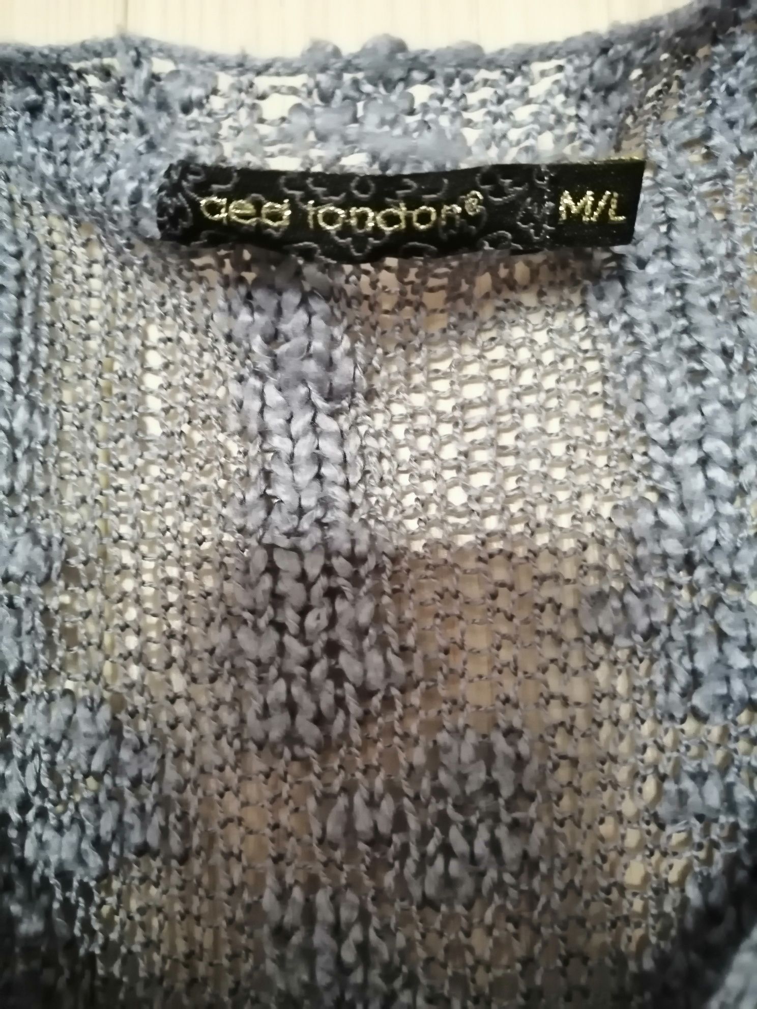 Sweterek Oversize ażurkowy M/L Qed London koronka haft dziergany