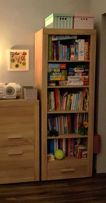 regał biblioteczka na książki zabawki 4 półki i szuflada 190x70x40