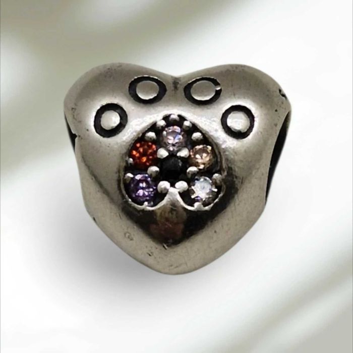Cudowny  Charms  Serduszko  Z Psimi  Łapami .925