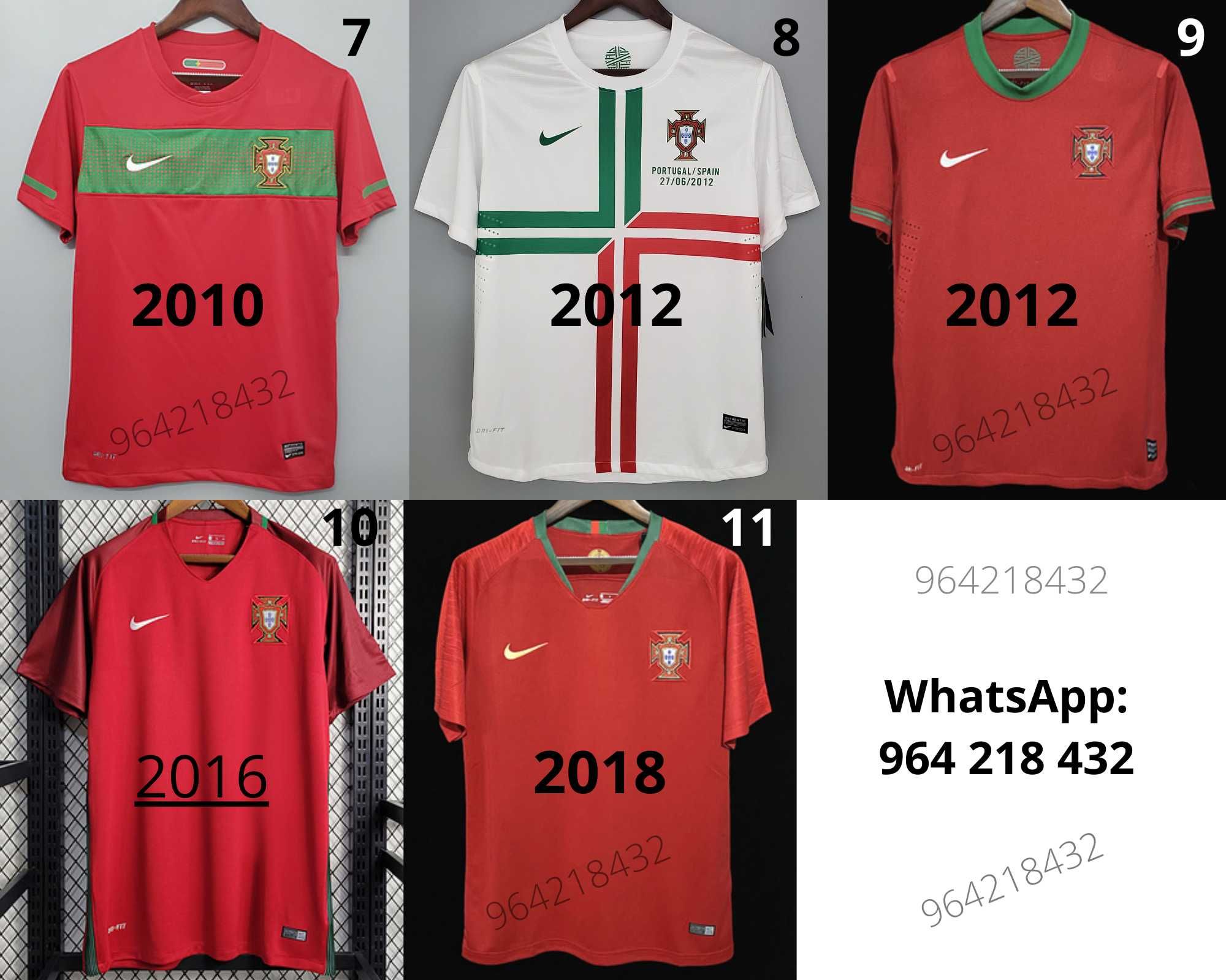 Camisola da Seleção Portuguesa Retrô 1998 a 2018.