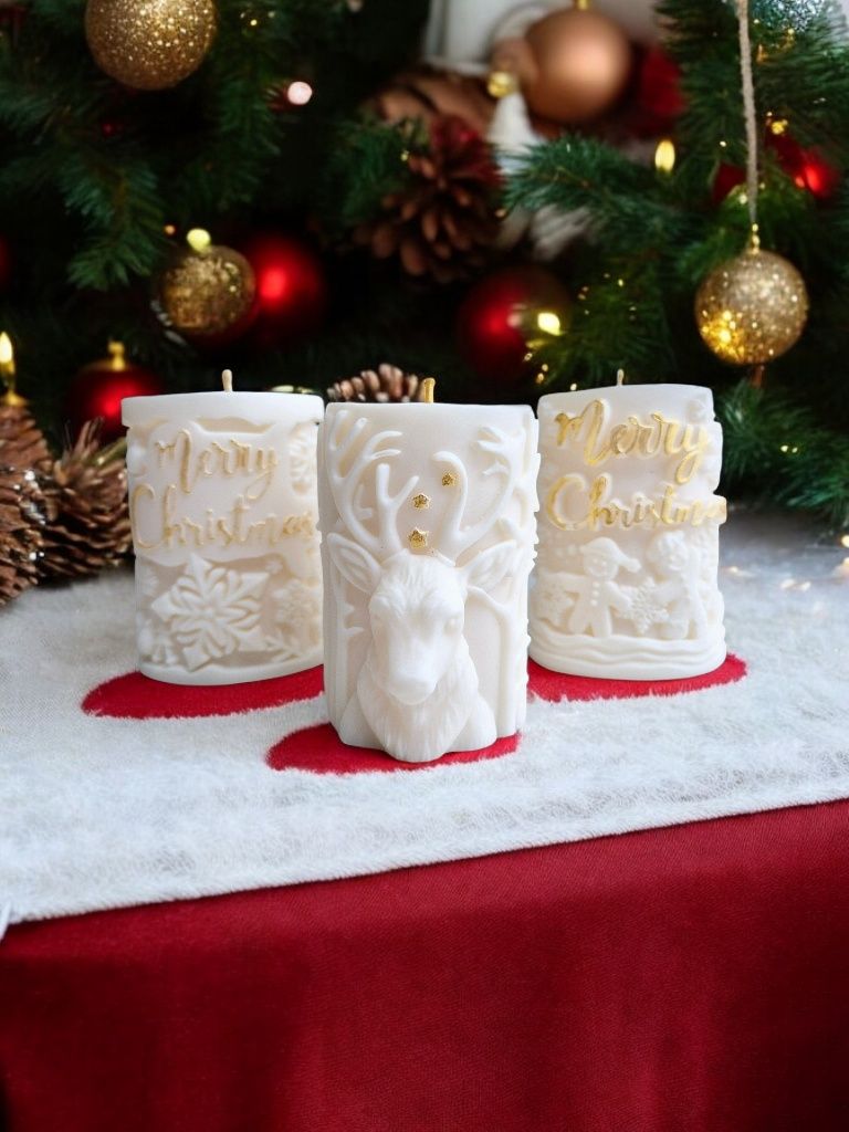 Zestaw 3 świątecznych świec sojowych Christmas świece sojowe świeca so