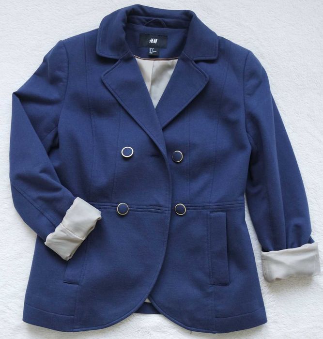 Marynarka damska marynarska H&M 38 dżersej bawełna