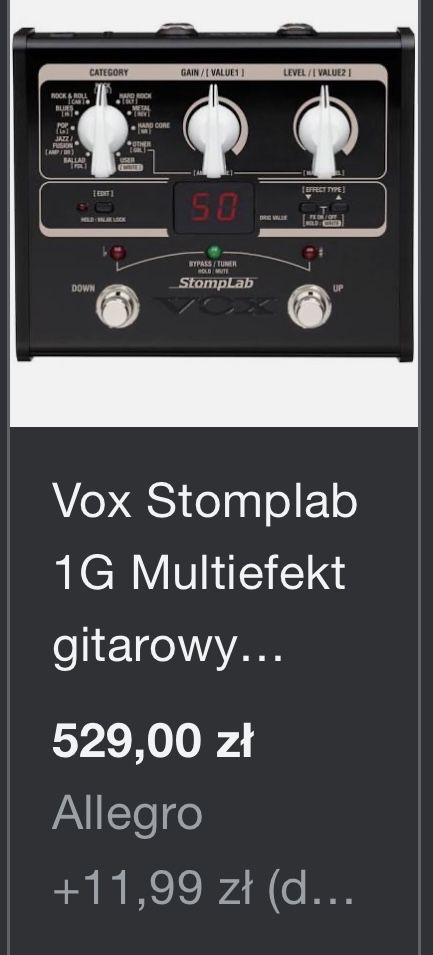 Multiefekt gitarowy VOX Stomplab 1G