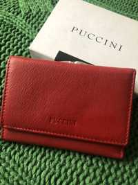 Piękny, skórzany, czerwony, damski portfel