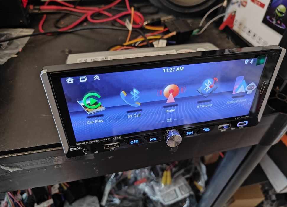 Rádio 1 DIN Android 14 ecrã 6.9" + Carplay + RDS + GPS